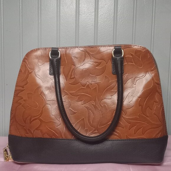 Valentina Embossed Leaf Leather Purse - Picture 3 of 11